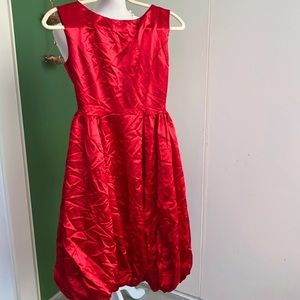 Vintage 50s Shiny Red Bubble Hem Dress